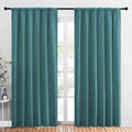 NICETOWN Living Room Curtains, Window Curtain Panels, Thermal Insulated Solid Rod Pocket Blackout Draperies/Drapes (Sea Teal, One Pair, 70 by 84-inch)