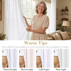 H.VERSAILTEX Elegant Natural Linen Semi Sheer Blended Energy Efficient Light Filtering Linen Textured Curtains/Nickel Grommet Window Treatments Panels/Drapes (Set of 2, Heathered White, 52" x 45")