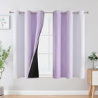 Estelar Textiler Lilac and Greyish White Ombre Blackout Curtains 54 Inch Length 2 Panels, Full Room Darkening Gradient Drapes for Kitchen, Thermal Insulated Grommet Short Curtains for Bathroom,42Wx54L