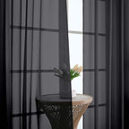 Chyhomenyc Extra Long Black Sheer Curtains 120 Inches Long 2 Panels, Light Filtering Black Curtains for Living Room, Soft Gentle Voile Rod Pocket Bedroom Window Drapes, 59Wx120L Inch, 10FT, 2PCS