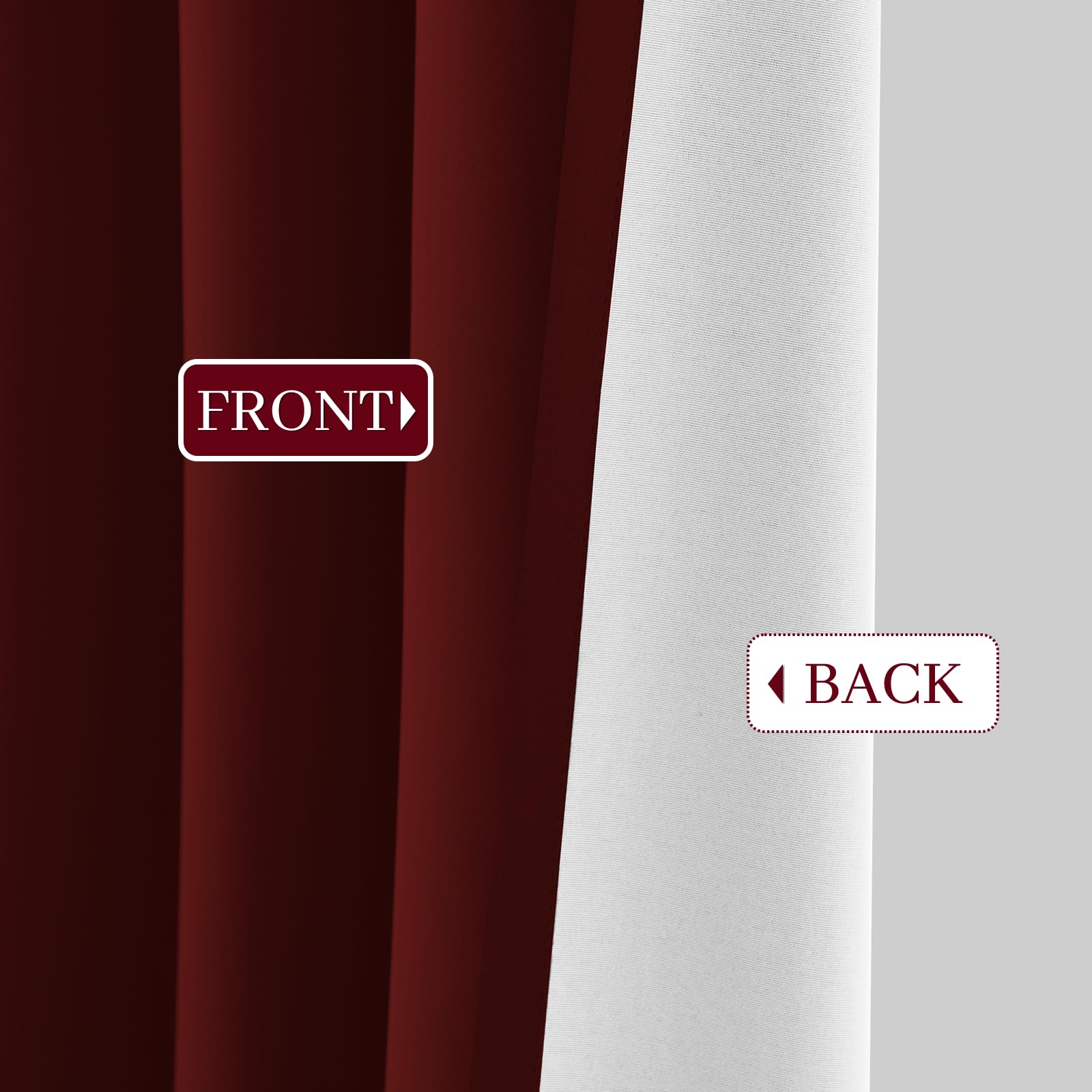 Yakamok 100% Blackout Curtains 52x96 inch Burgundy Red Window Drape-Bedroom