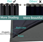 Yakamok Dark Grey Full Shade Curtain Panels, Heavy Duty Lined Curtains 84 Inches Long, Thermal Insulated Room Darkening Curtains with Black Liner for Bedroom(52" Width Each Panel, Dark Gray, 2 Panels)