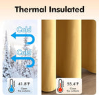 MIULEE Velvet Curtains Golden Elegant Grommet Thermal Insulated Soundproof Room Darkening Curtains/Drapes for Classical Living Room Bedroom Decor 52 x 90 Inch Set of 2