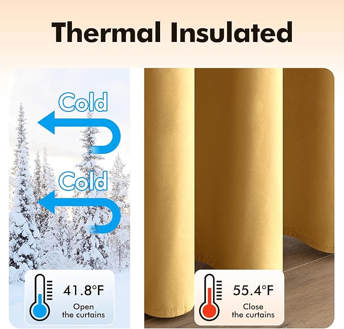 MIULEE Velvet Curtains Golden Elegant Grommet Thermal Insulated Soundproof Room Darkening Curtains/Drapes for Classical Living Room Bedroom Decor 52 x 108 Inch Set of 2