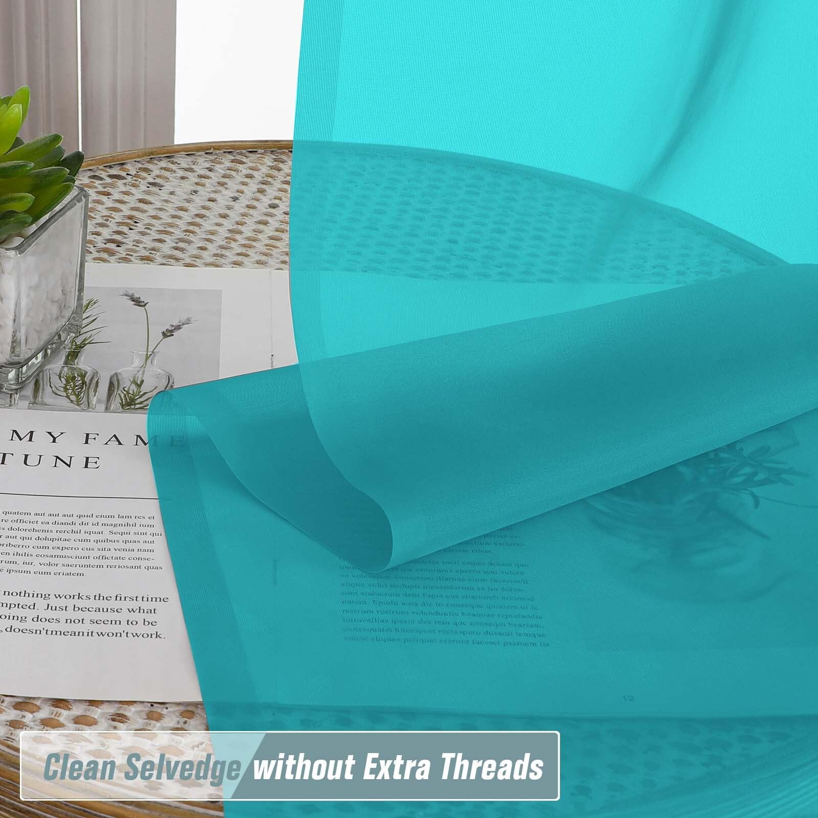 Ebesto Valances for Windows 14 inch Length 2 Panels, Small Voile Sheer Curtains for Bathroom, Soft Fabric Lightweight Light Filtering Kitchen Curtains, Dual Rod Pocket, Turquoise, 2x42Wx14L Inches