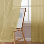 Simplebrand Gold Sheer Curtains 96 Inches Long, Light Filtering Rod Pocket Solid Color Window Sheer Curtain Panels, Elegant Curtains & Drapes for Living Room, Bedroom 2 Panels, 59" W x 96" L
