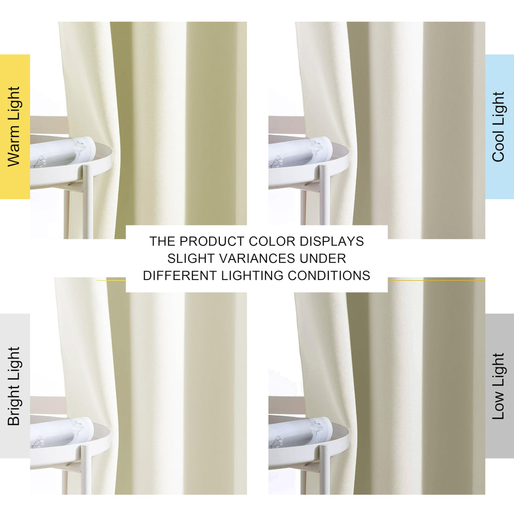NICETOWN Bedroom Room Darkening Curtains - Triple Weave Grommet Top Thermal Insulated Solid Energy Saving Panels/Drapes for Villa/Hall, Beige, 1 Pair, 52 inches by 95 Inch