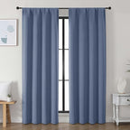 Simplebrand Ava Denim Blackout Curtains for Bedroom, 78 Inch Length, 2 Panels Set, Privacy Thermal Insulated Rod Pocket Window Curtains for Patio, French Door, W40 x L78 Inch