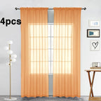 SpaceDresser Beige Sheer Curtains 4 Panels Rod Pocket Semi-Sheer Curtain 72 Inches Long Light Filtering Voile Window Drapes for Bedroom Living Room Kitchen, Each 52W x 72L