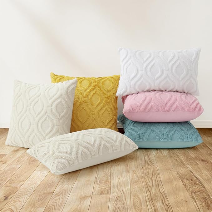 decorUhome Faux Fur Plush Light Pink Throw Pillow Covers 18x18 Set of 2