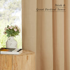 NICETOWN Semi Sheer Linen Burlap Curtains 54 inches Long, Grommet Thick Linen Curtains Privacy Added with Light Filtering Window Treatments for Cafe/Kitchen, 2 Panels, W55 x L54