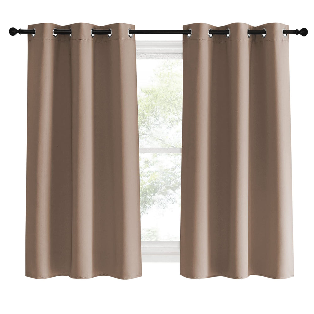 NICETOWN Blackout Window Curtains and Drapes for Kitchen, Set of 2, 42 by 60 Inch, Cappuccino, Window Treatment Thermal Insulated Solid Grommet Blackout Drapery Panels