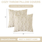 decorUhome Beige Bow Cute Girl Faux Fur Throw Pillow Covers 18x18 Set of 2