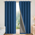 Joydeco Linen Blackout Curtains for Bedroom - 100% Light Blocking 1 Panels, Navy Blue Drapes 70" W x 108" L, Thermal Insulated Room Darkening Curtains for Living Room, Rod Pocket & Back Tabs