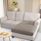 H.VERSAILTEX Super Stretch Individual Chaise Cover Sectional Couch Covers for L Shaped Sofa Both Left/Right Featuring Thick Jacquard Textured Twill Fabric (1 Piece Chaise Cover Large, Taupe)