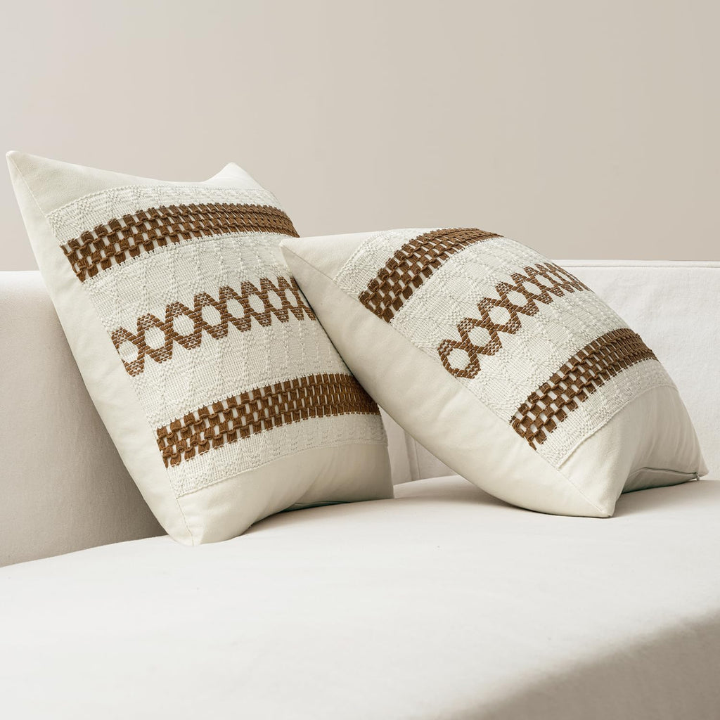 MIULEE Set of 2 Coco Brown Boho Decorative Pillow Covers 18x18 Inch