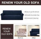 U-NICE HOME Stretch Couch Cover Sofa Cover Sofa Slipcover Furniture Protector for 4 Cushion Couch Sofa Pet Friendly(Oversized Sofa, Navy)