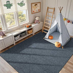 FinRèc Low Pile 5x7 Washable Area Rugs for Bedroom Living Room, Thin Rug Solid Color, Non-Slip Carpet Indoor for Home Decor (Navy Blue)