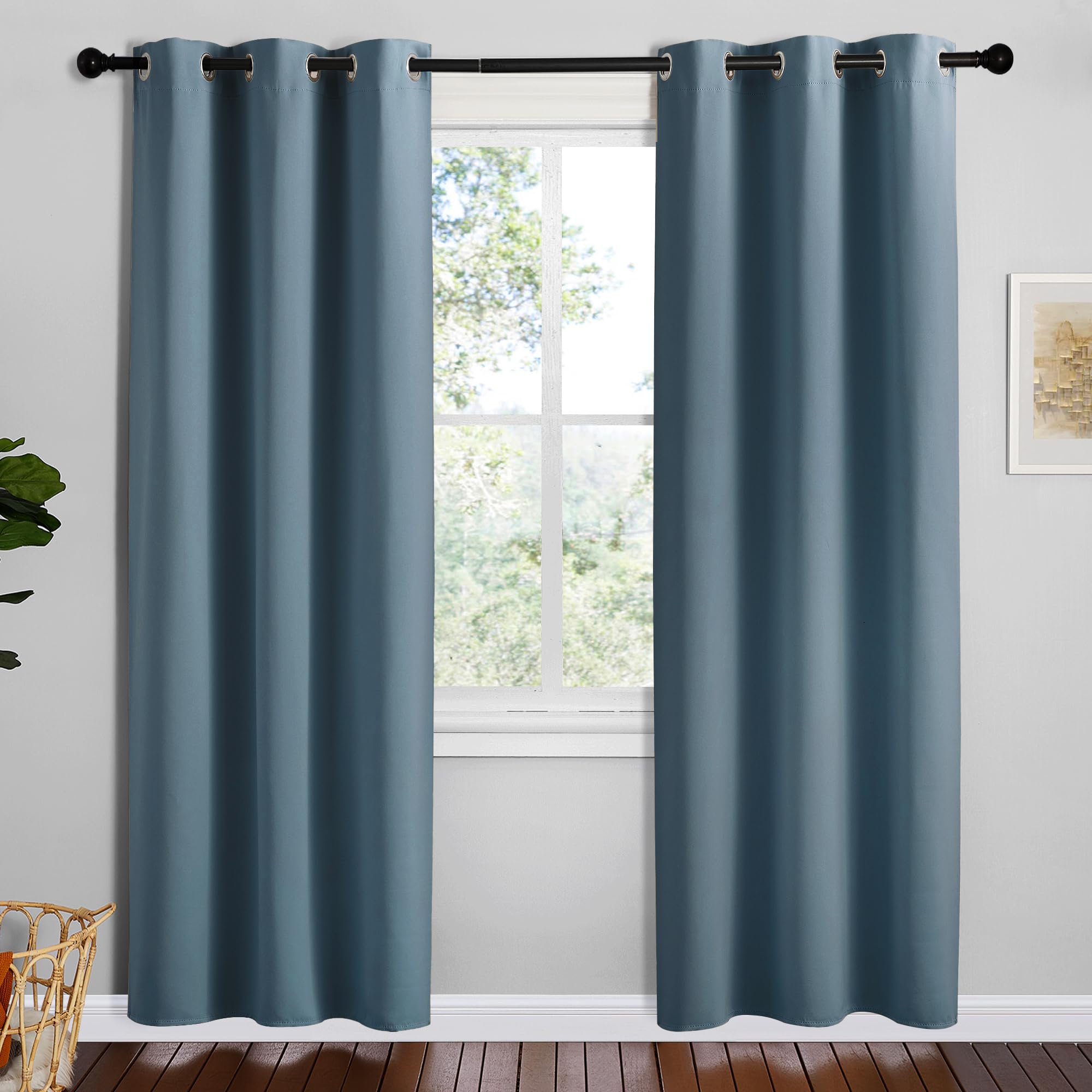 NICETOWN Navy Blackout Curtains for Kid's Room 42" Wide x 78" Long 2 Panels
