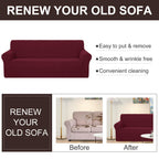 U-NICE HOME Loveseat Cover Stretch Couch Cover Sofa Slipcover, Burgundy