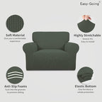 Easy-Going Stretch Oversized Chair Sofa Slipcover 1-Piece Couch Sofa Cover Furniture Protector Soft with Elastic Bottom for Kids Spandex Jacquard Fabric Small Checks Olive Green