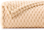 BEDELITE Fleece Throw Blanket for Couch & Bed - 3D Jacquard Decorative Blush Sand Blanket, Super Soft and Cozy Warm Fuzzy Blanket All Seasons Suitable, 60x80Inches