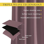 NICETOWN Blackout Dry Rose Curtains for Living Room - Solid Thermal Insulated Sound Reducing Grommet Room Darkening Curtains & Drapes for Bedroom (2 Panels, W66 x L84)