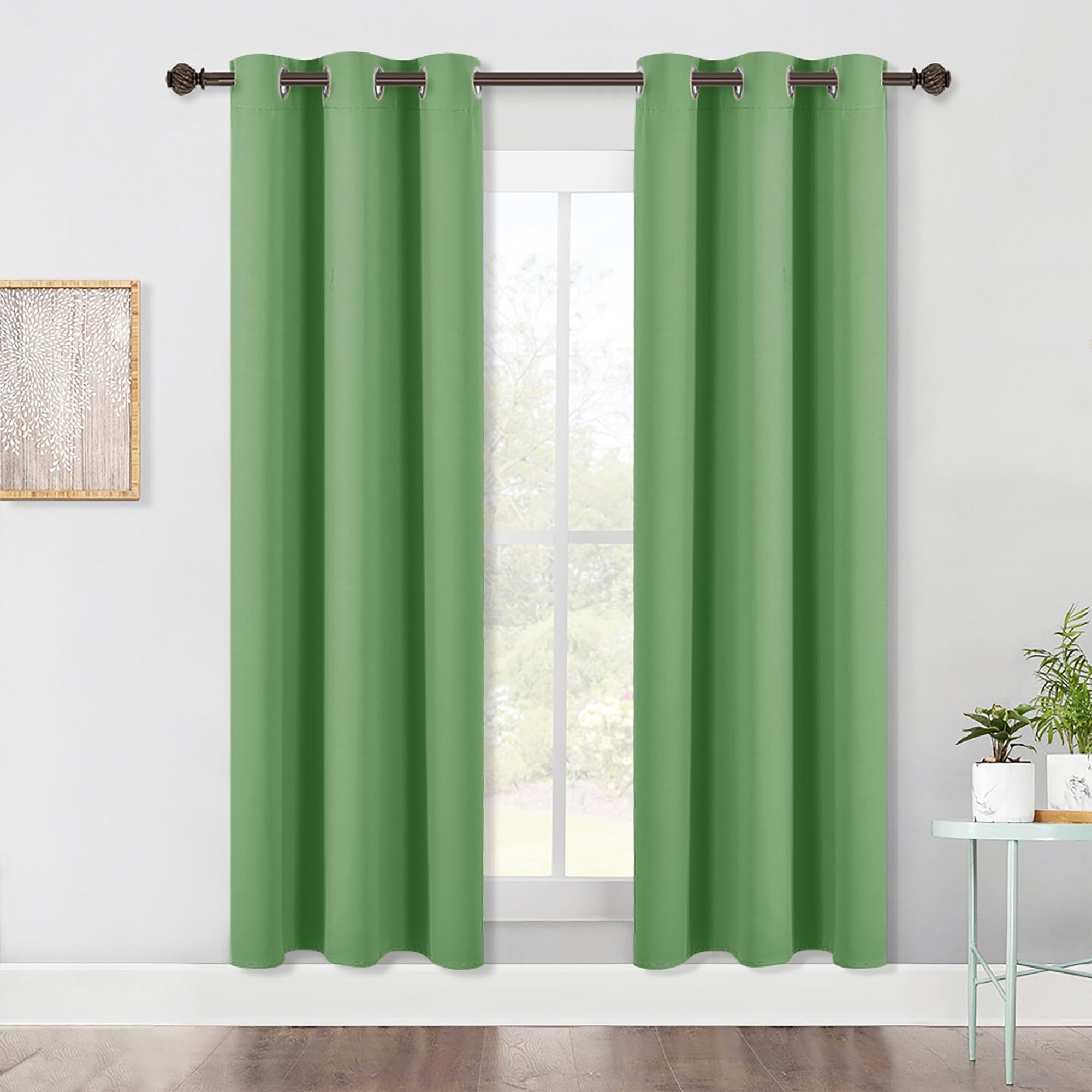 NICETOWN Blackout Window Curtains 70" L, 2 Panels, 34 inch, Forest Green, Grommet Top Room Darkening Thermal Insulated Vertical Window Drapes Modern for Flat/Apartment
