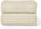 BEDELITE Fleece Blanket Queen Size – 3D Ribbed Jacquard Soft and Warm Decorative Fuzzy Blankets – Cozy, Fluffy, Plush Lightweight Throw Blankets for Couch, Bed, Sofa(Beige, 90x90 inches)