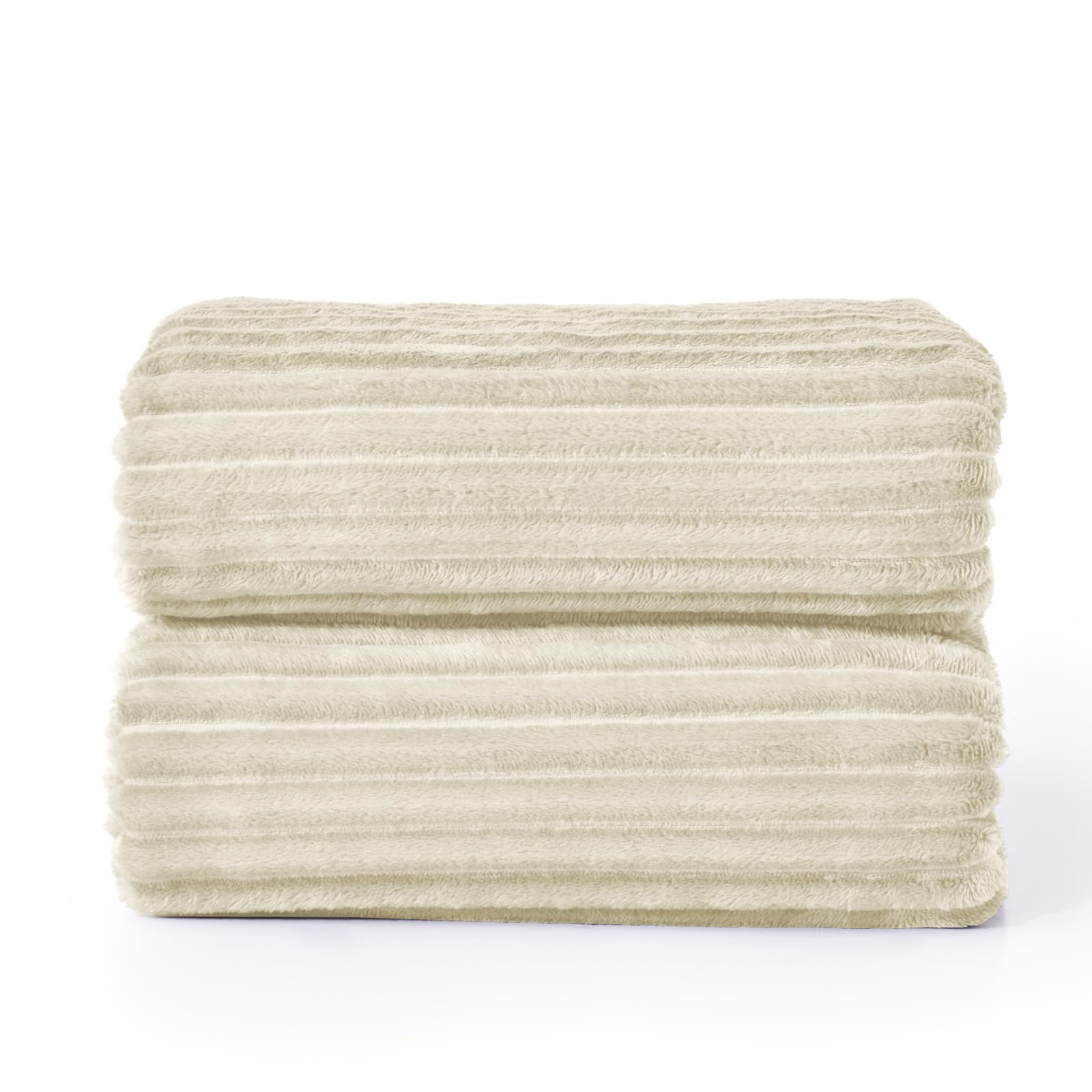 BEDELITE 3D Ribbed Jacquard Beige Blankets Queen Size for Bed, 90x90 Inch
