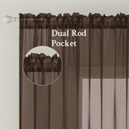 MIULEE Chocolate Brown Sheer Curtains 54 X 96 Inches, 2 Panels
