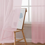 OWEINE Sheer Curtains 90 Inches Long 2 Panels Set, Light Filtering Fimly Voile Solid Blush Window Curtain Panels for Living Room Bedroom, Soft Voile Sheer Curtains & Drapes, Total 84 Inches Width