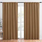 NICETOWN Living Room Curtains, Blackout Draperies, Gold Brown, 1 Pair, 70 x 84-inch, Home Decorations Thermal Insulated Solid Rod Pocket Blackout Drapes for Cafe