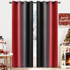 Yakamok Blackout Ombre Red and Black Curtains for Bedroom, Gradient Room Darkening Curtains, Grommet Thermal Insulated Light Blocking Window Drapes/Curtain for Living Room,52 x 84 Inch,2 Panels
