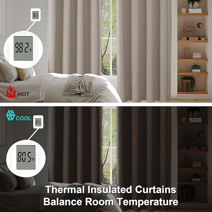 Simplebrand Ava Stone Blackout Curtains for Bedroom, 72 Inch Length, 2 Panels Set, Privacy Thermal Insulated Rod Pocket Curtains for Patio, French Door, W40 x L72 Inch