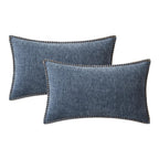 MIULEE Decorative Lumbar Throw Pillow Covers 12x20 in Dark Grey Blue 2 Pack