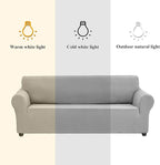 Joccun Stretch Loveseat Couch Cover Slipcover, 1-Piece Sofa Cover for 2 Cushion Couch Spandex Jacquard Washable Furniture Protector Cover for Living Room,Kids,Pets（Loveseat,Silver）