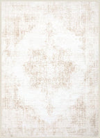Area Rug 5x7 Vintage Rug: Washable Living Room Rugs Retro Medallion Distressed Large Rugs Soft Low Pile Non-Slip Indoor Floor Carpet for Bedroom Kitchen Nursery Dining Table Office (Beige, 5'x7')