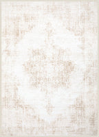 Area Rug 6x9 Vintage Rug: Washable Living Room Rugs Retro Medallion Distressed Large Rugs Soft Low Pile Non-Slip Indoor Floor Carpet for Bedroom Kitchen Nursery Dining Table Office (Beige, 6'x9')