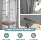 Grey Sheer Curtains 90 Inches Long 2 Panels, Light Filtering Solid Sheer Curtains for Bedroom Living Room, Lightweight Soft Airy Sheer Drapes, Dual Rod Pocket, Charcoal Grey, 2x42Wx90L Inches