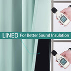 Yakamok Aqua 100% Blackout Curtains 72 Inches Long for Bedroom 52" Wide