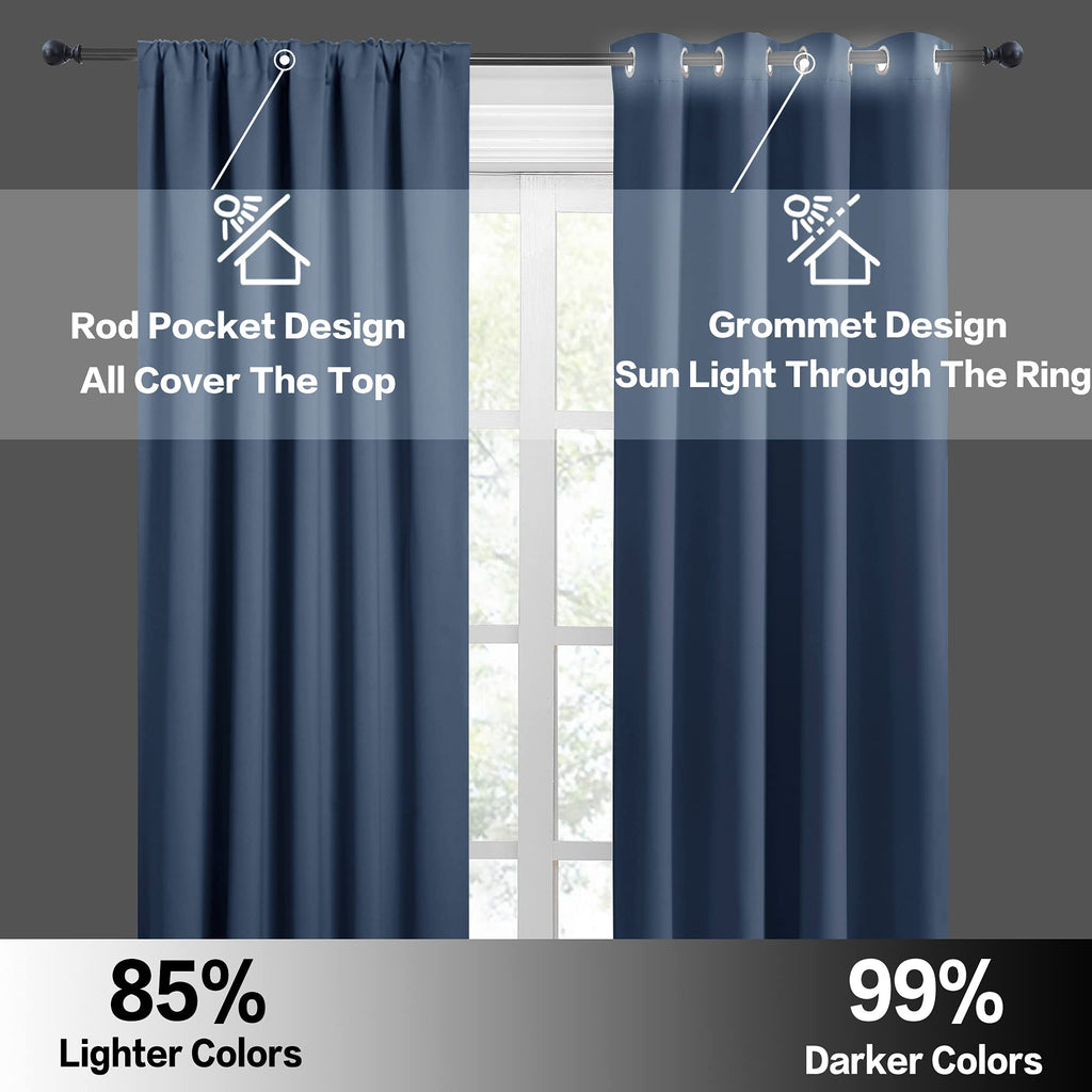 RYB HOME Blackout Curtains for Bedroom Living Room Nursery 63 inches Long