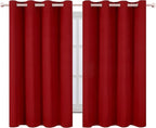 LEMOMO Red Blackout Curtains/52 x 45 Inch Length Kids Curtains/Set of 2 Panels Grommet Bedroom Curtains for Living Room