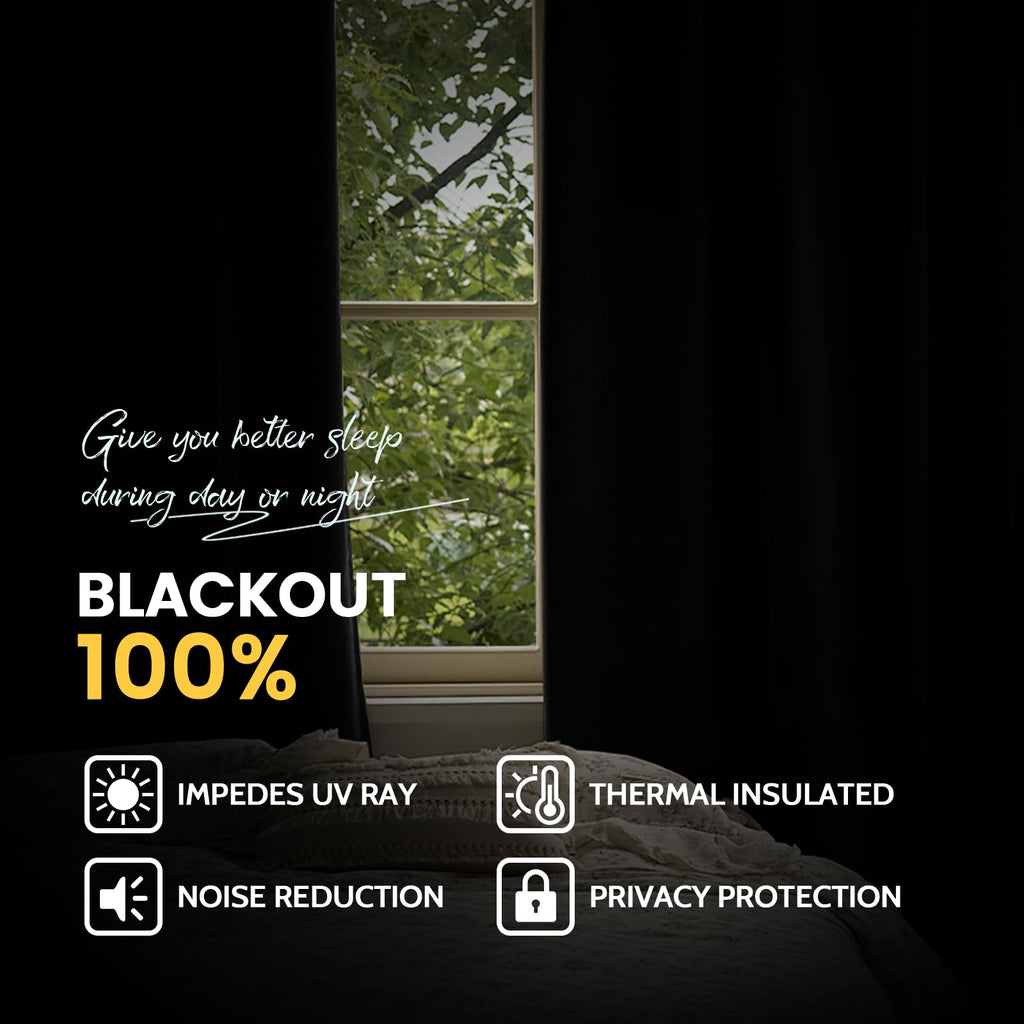 Yakamok Charcoal Grey 100% Blackout Curtains 63 Inches Long 50" Wide 2 Panel