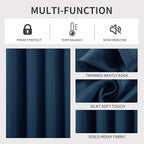 Joydeco Navy Blue Custom Solid Single Blackout Curtain for Bedroom and Living Room, Grommet Thermal Insulated Room Darkening Curtain 1 Panel (Custom Size,Navy Blue)