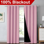 NICETOWN Full Shading Curtains 90" Long 2 Panels Set for Windows, Super Heavy-Duty Black Lined Blackout Curtains for Bedroom, Privacy Assured Window Treatment (Crystal Pink, Pack of 2, 52" W)
