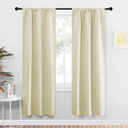 NICETOWN Blackout Curtains for Living Curtains, Window Treatment Thermal Insulated Solid Room Darkening Drape Panels for Girls Room (Beige, Set of 2, 34 inches Width by 72 inches Length)