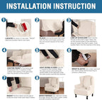 H.VERSAILTEX Wingback Chair Covers Velvet Plush Wing Chair Slipcover 1 Piece High Stretch Wing Back Chair Slipcovers Sofa Cover Furniture Cover with Elastic Bottom, Ivory