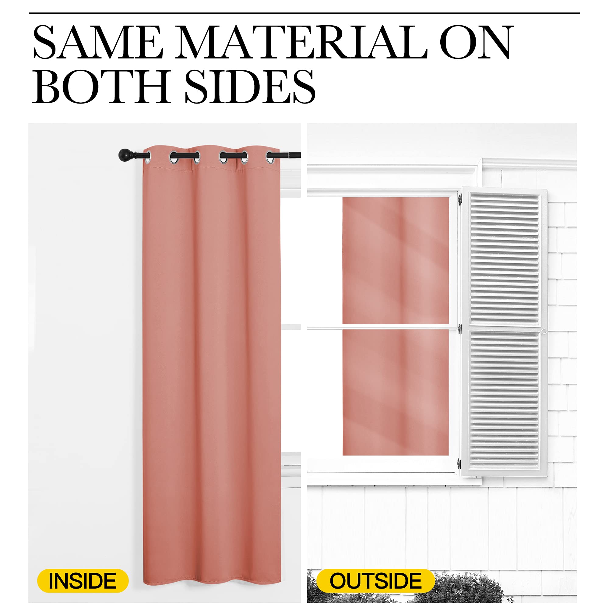 NICETOWN Coral Room Darkening Curtain Drapes - Window Treatment Light Blocking Privacy Curtain Panels for Home Decoration (Set of 2, 42 inches by 95-inch)