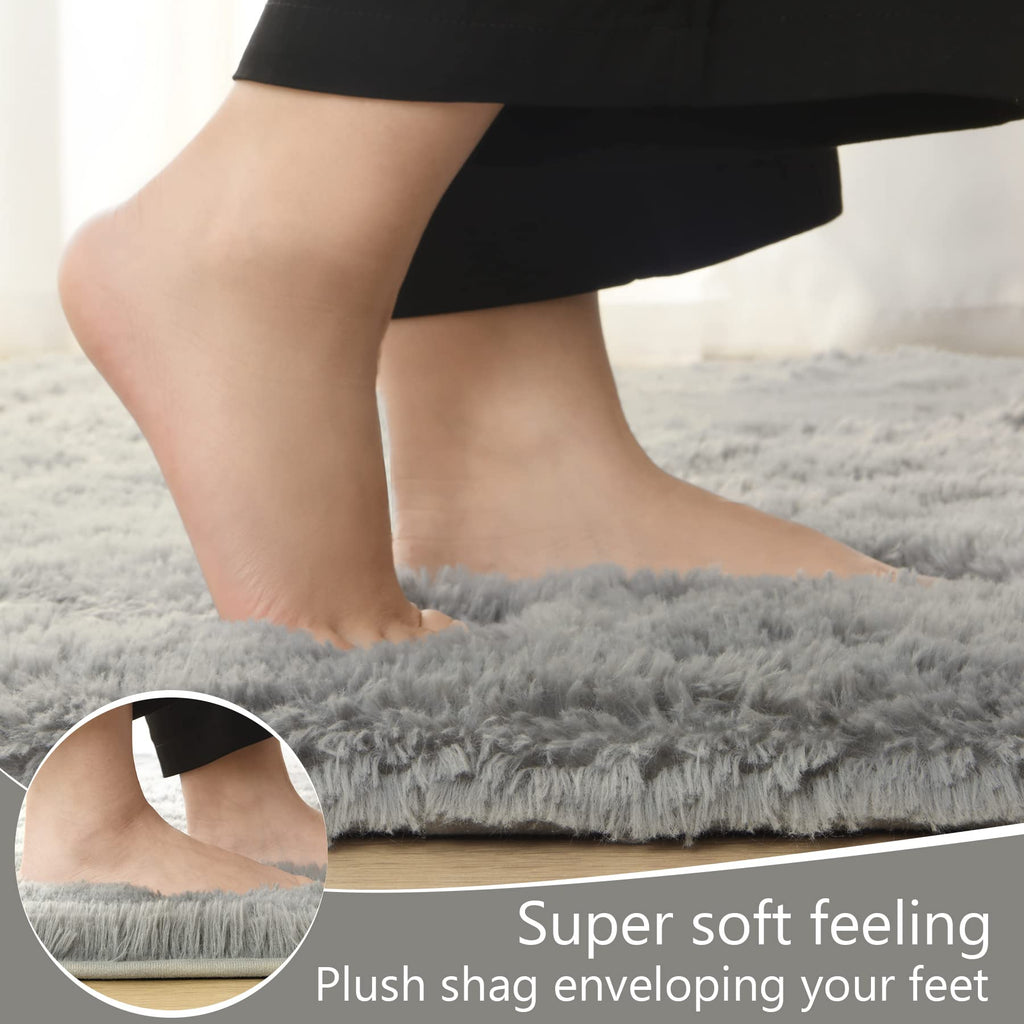 LOCHAS 2x6 Runner Rugs for Hallway, Fluffy Area Rugs for Bedroom, Gray